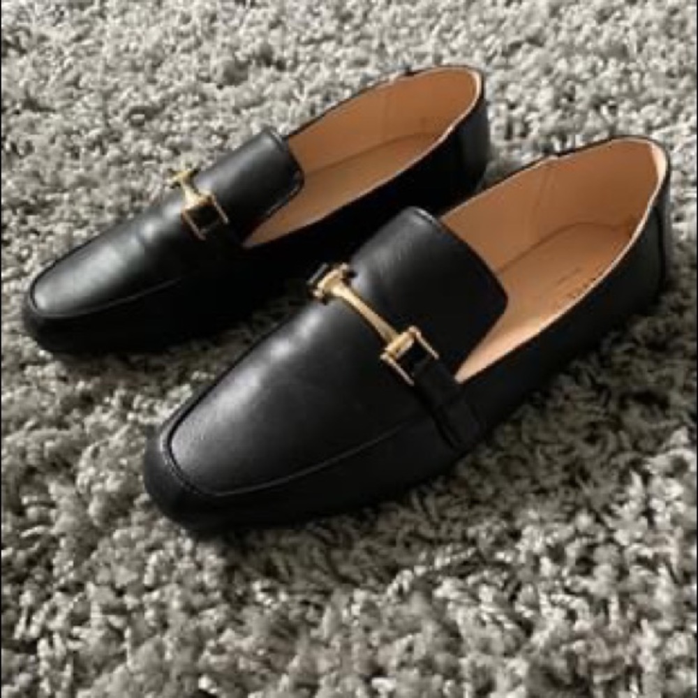 Black Loafers with Gold Details